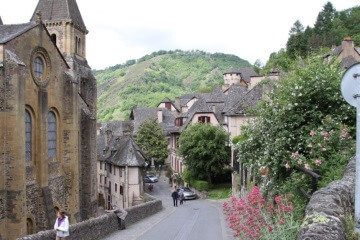 View of the church and the village of Conques