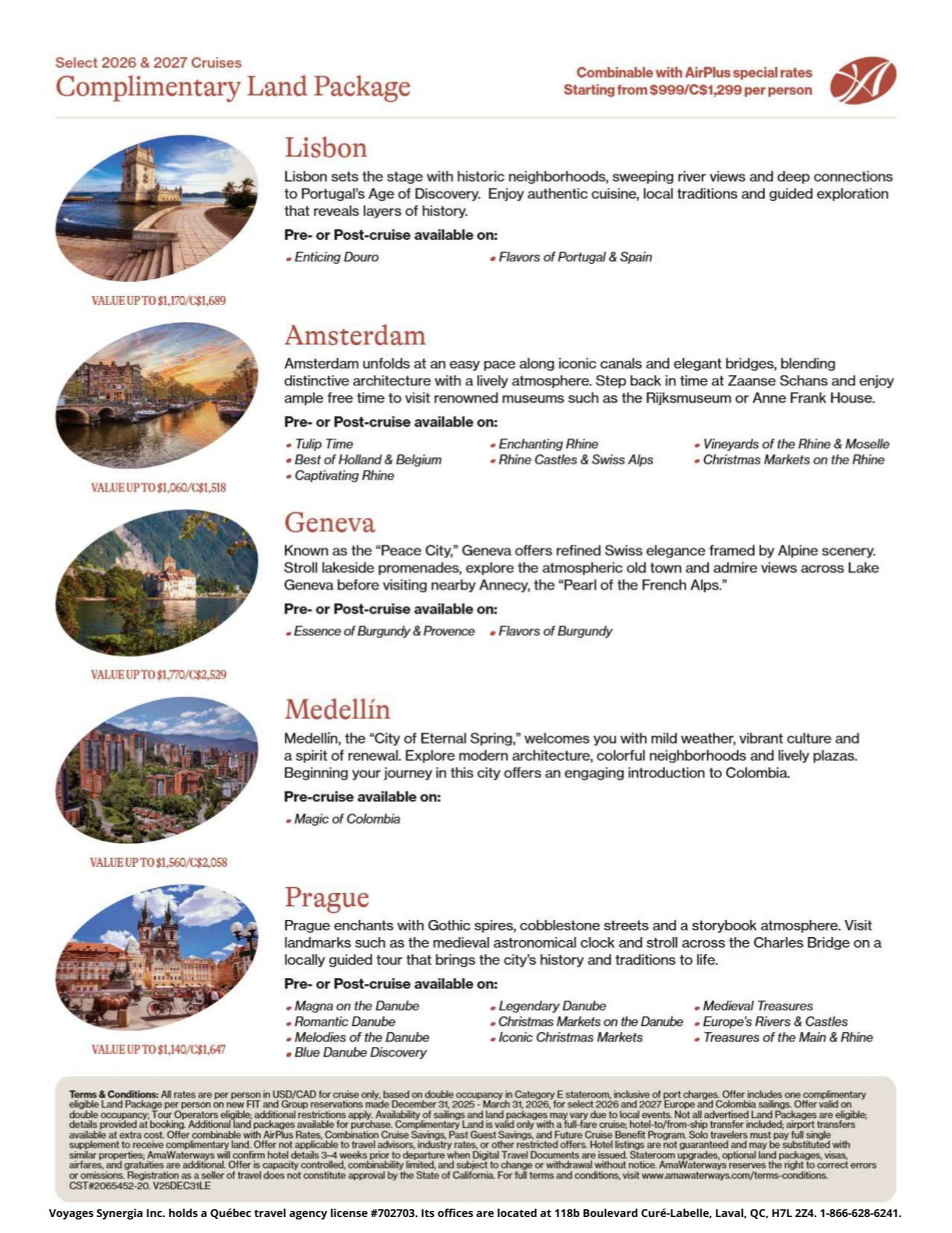 AmaWaterways River Cruise Promotion – Free Land Packages on select 2026 and 2027 departures with Voyages Aqua Terra