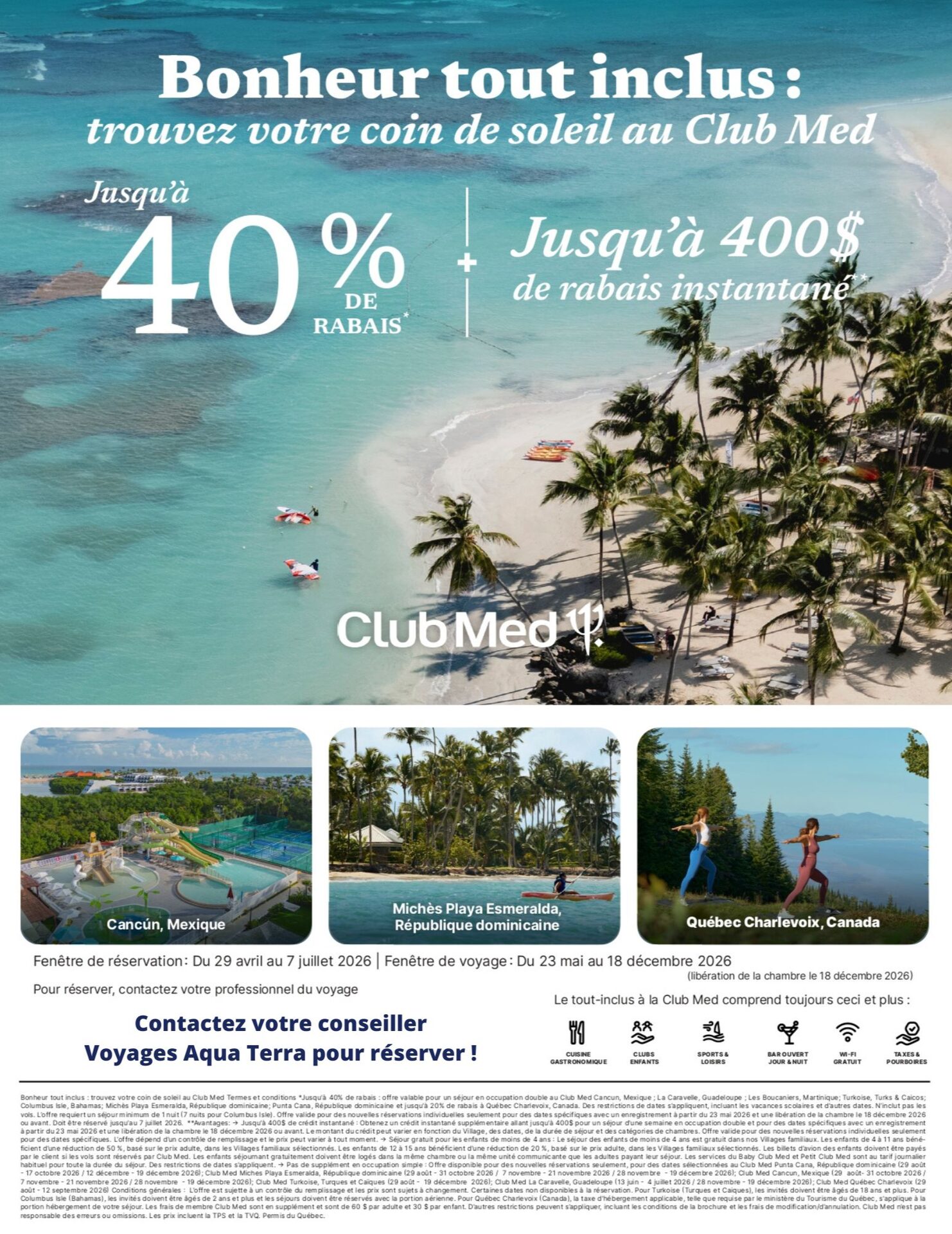 Promotion Club Med Bonheur tout inclus avec Voyage Aquaterra Promotion Club Med Bonheur tout inclus avec Voyage Aquaterra