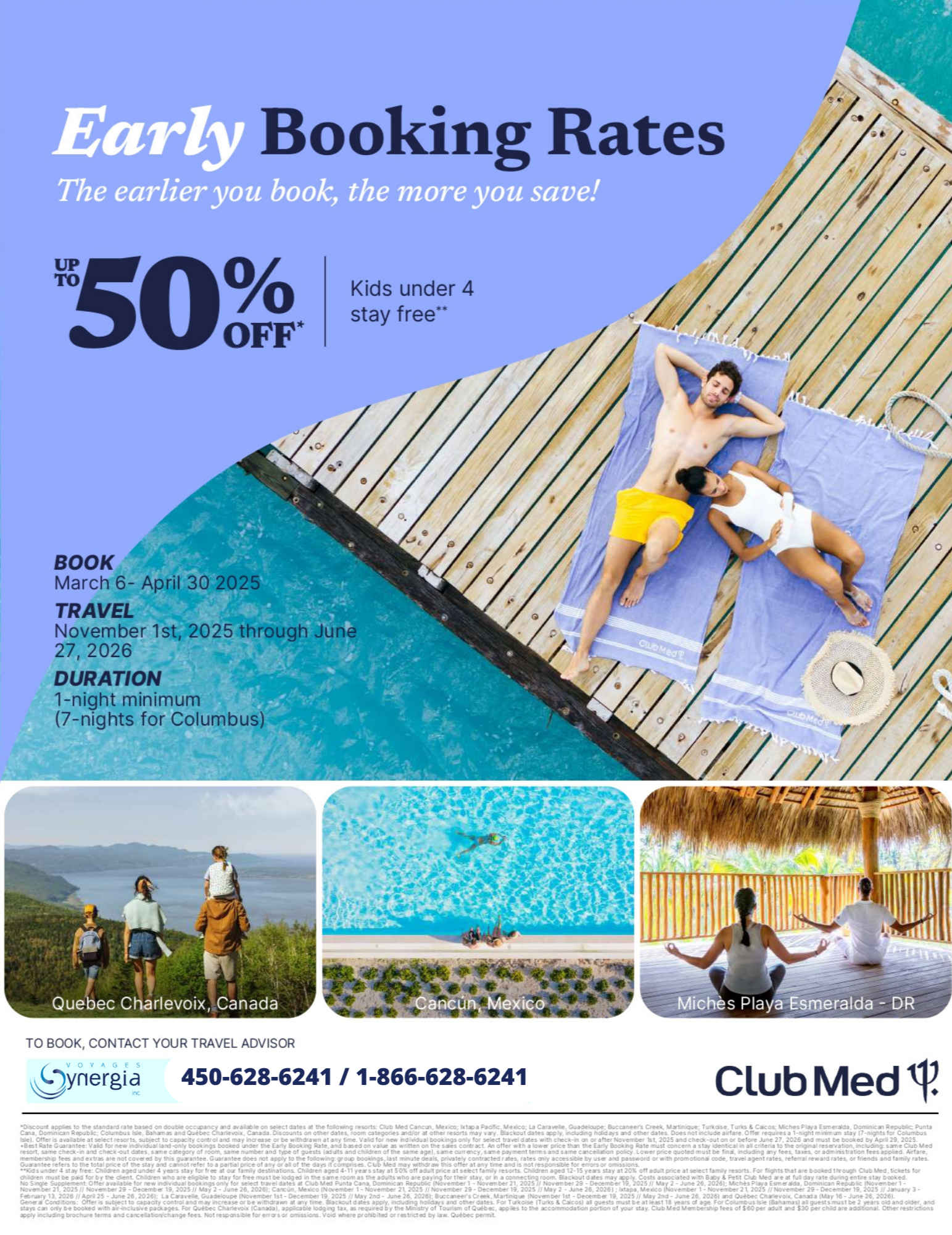 Club Med Promotions Early Booking Rates 50% off with Aqua Terra Travel