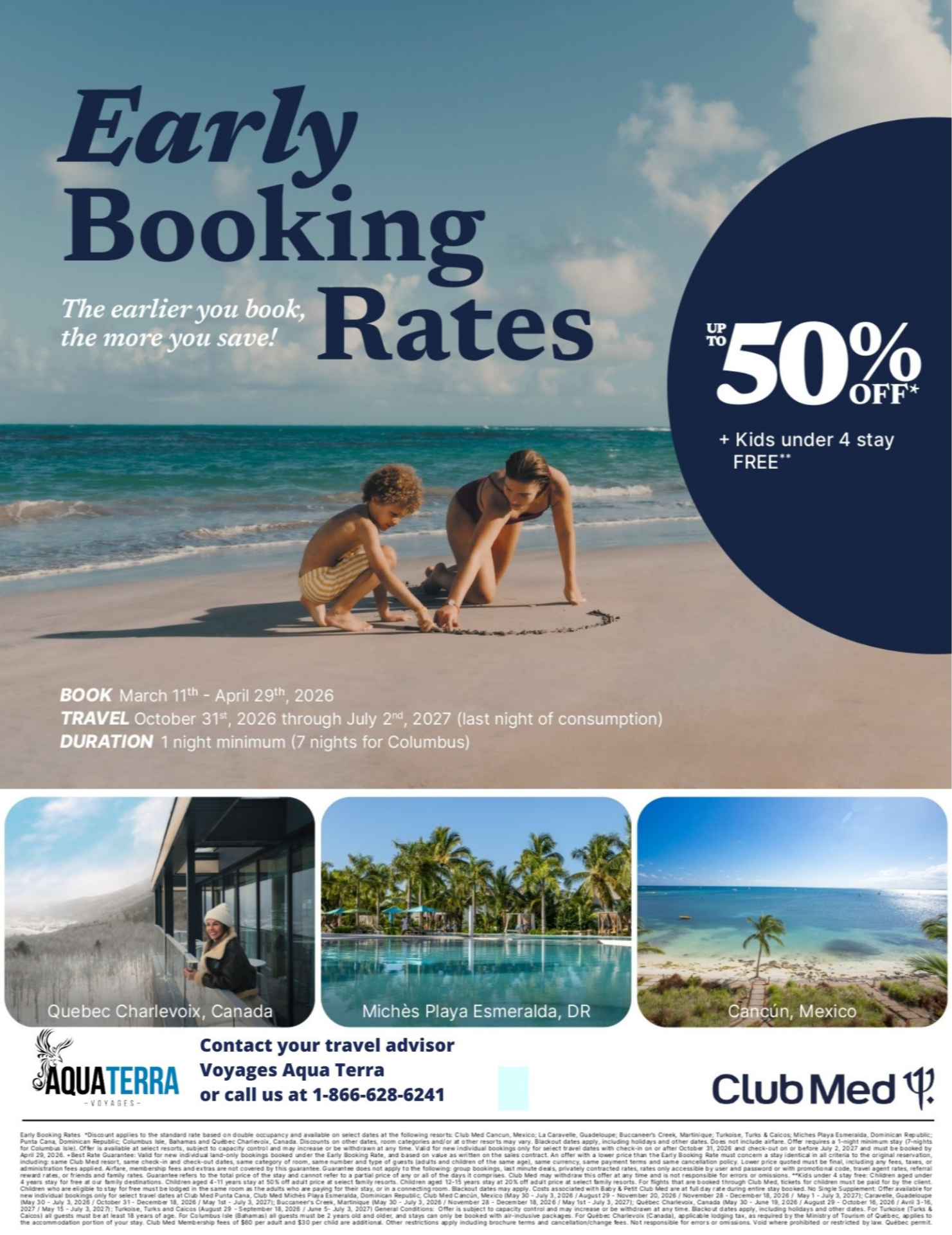 Club Med Promotions Early Booking Rates Up to 50% off with Aqua Terra Travel