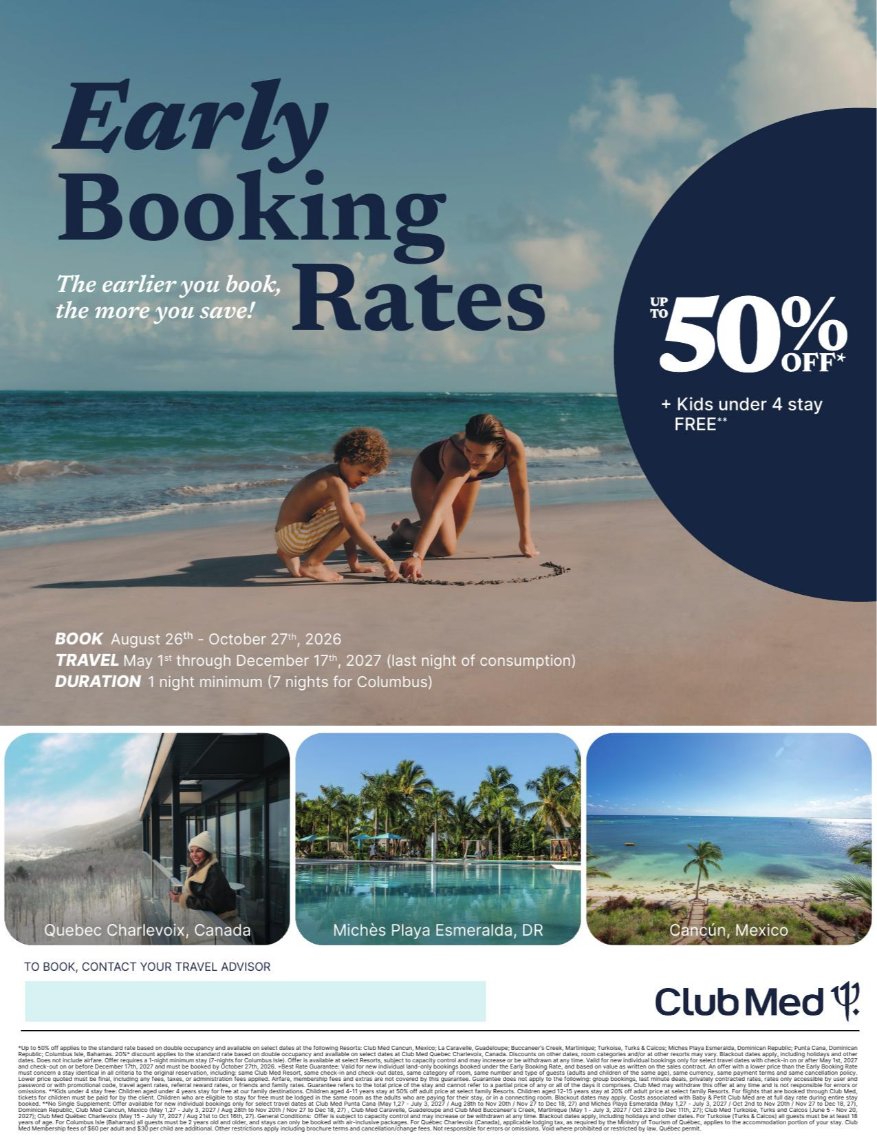 Club Med Promotion Early booking rates with Aquaterra Travels Club Med Promotion Early booking rates with Aquaterra Travels