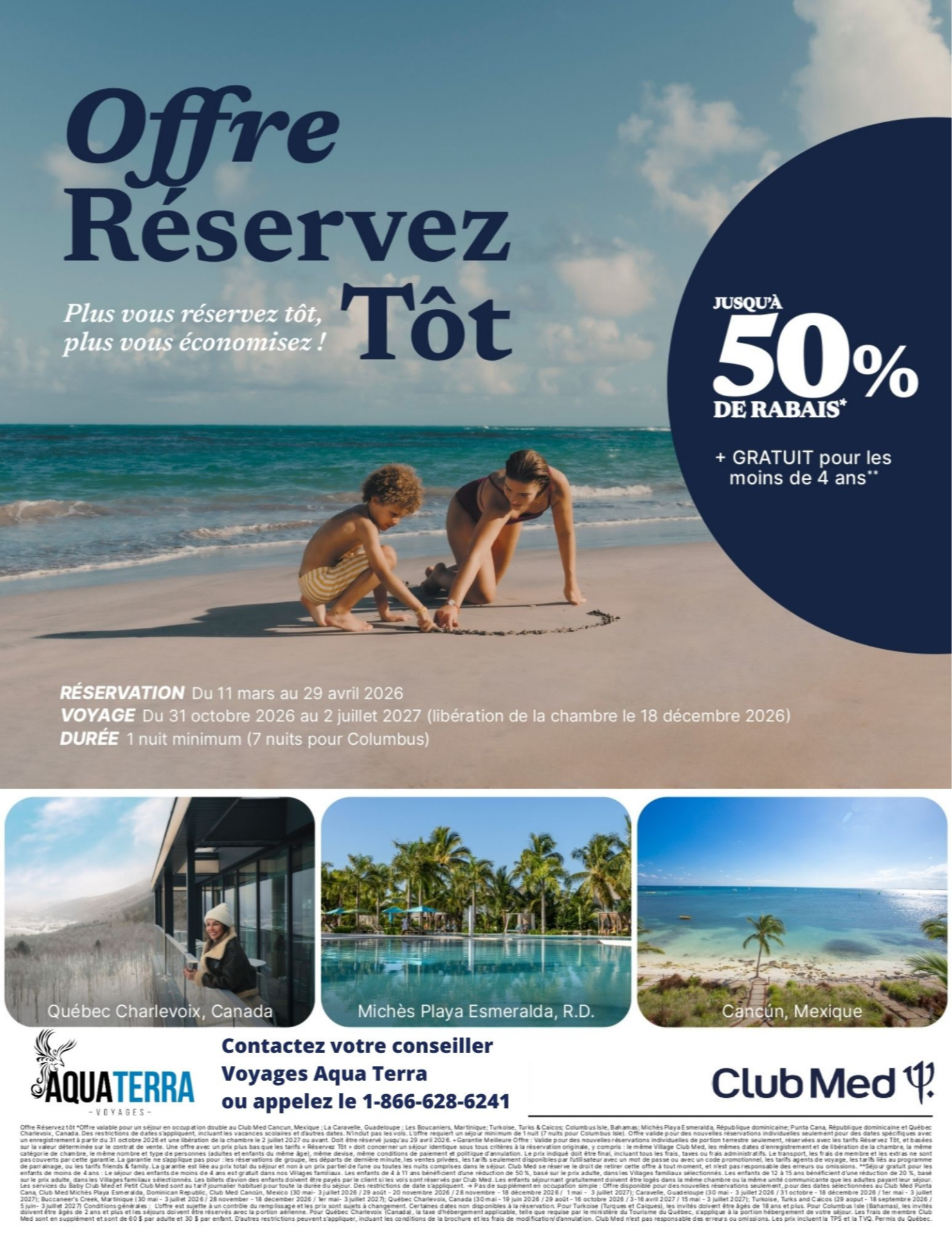 Promotions Club Med Offre Réservez Tôt Jusqu'à 50% de rabais avec Voyages Aqua Terra