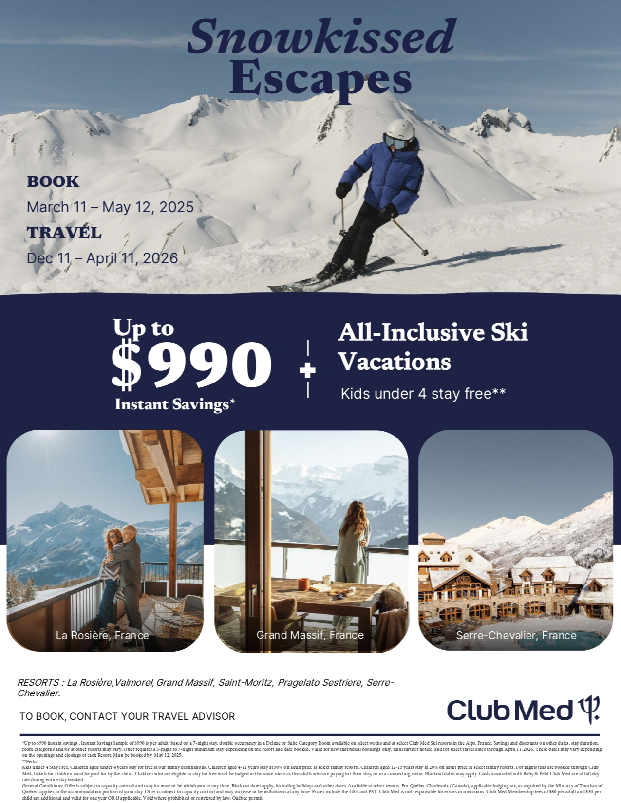 Club Med Promotions Snowkissed Escapes with Aqua Terra Travel