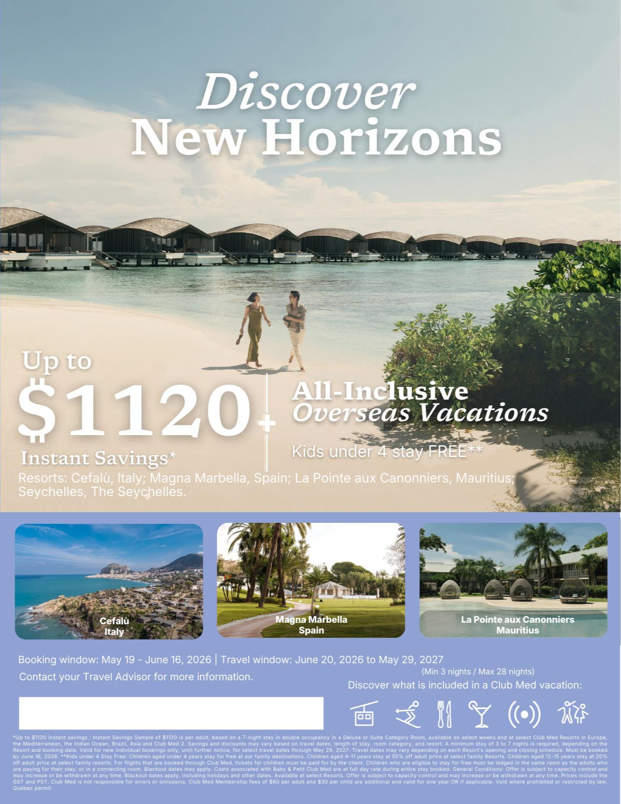 Club Med Vacations Promotion Discover New Horizons&nbsp;with Voyages Aqua Terra