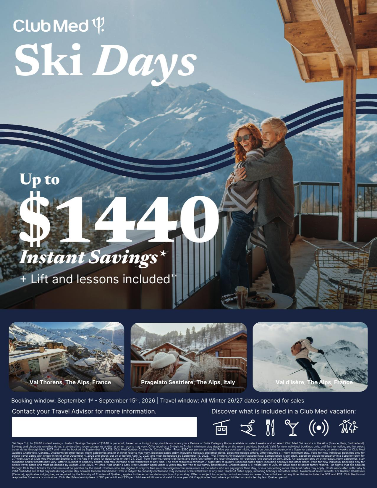 Club Med Vacations Promotion Ski Days Up to 1440$ Instant Savings off with Voyages Aqua Terra Club Med Vacations Promotion Ski Days Up to 1440$ Instant Savings off with Voyages Aqua Terra