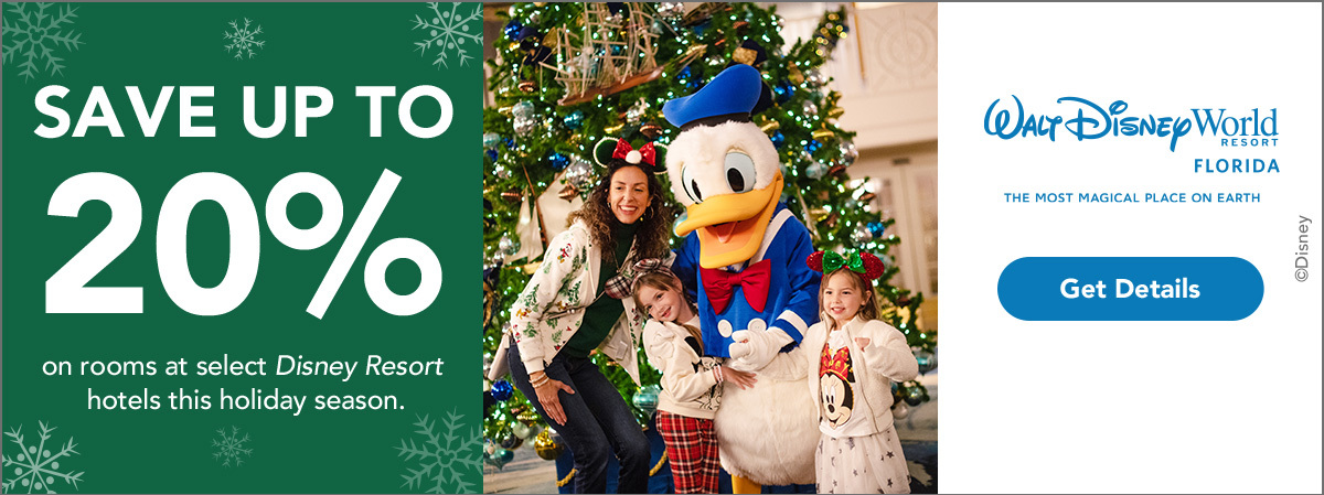 Walt Disney World Resort in Florida Save Up To 20% on rooms at select Disney Resort hotels this holiday season with your Magic Makers