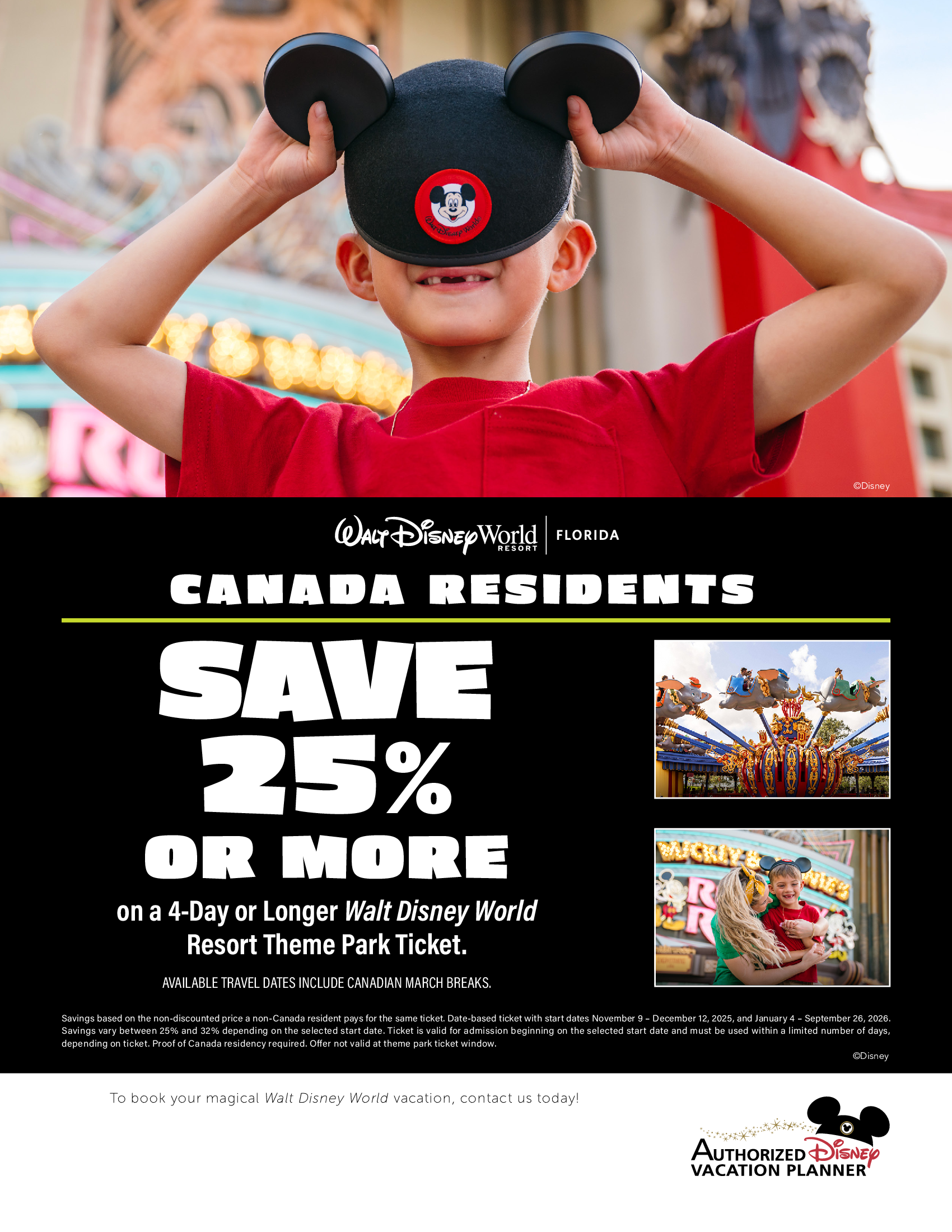 Walt Disney World Resort in Florida Canada Residents Save 25% Or more on a 4-day or longer them park ticket