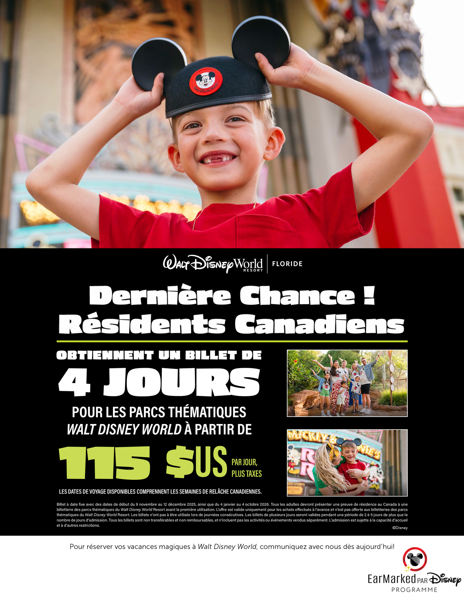 Walt Disney World Resort en Floride Les Résidents du Canada Obtiennent un Billet de 4 jours pour les parcs thématiques Walt Disney World à partir de 115$ USD Walt Disney World Resort en Floride Les Résidents du Canada Obtiennent un Billet de 4 jours pour les parcs thématiques Walt Disney World à partir de 115$ USD