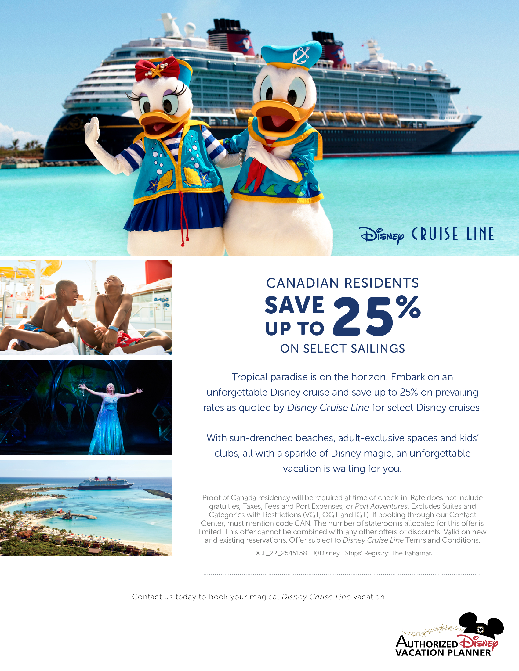 Canadian Residents - Save up to 25% on select Disney Cruise Line sailings