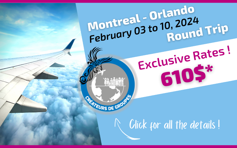 Montreal-Orlando Flight December 22nd to December 29th 2023