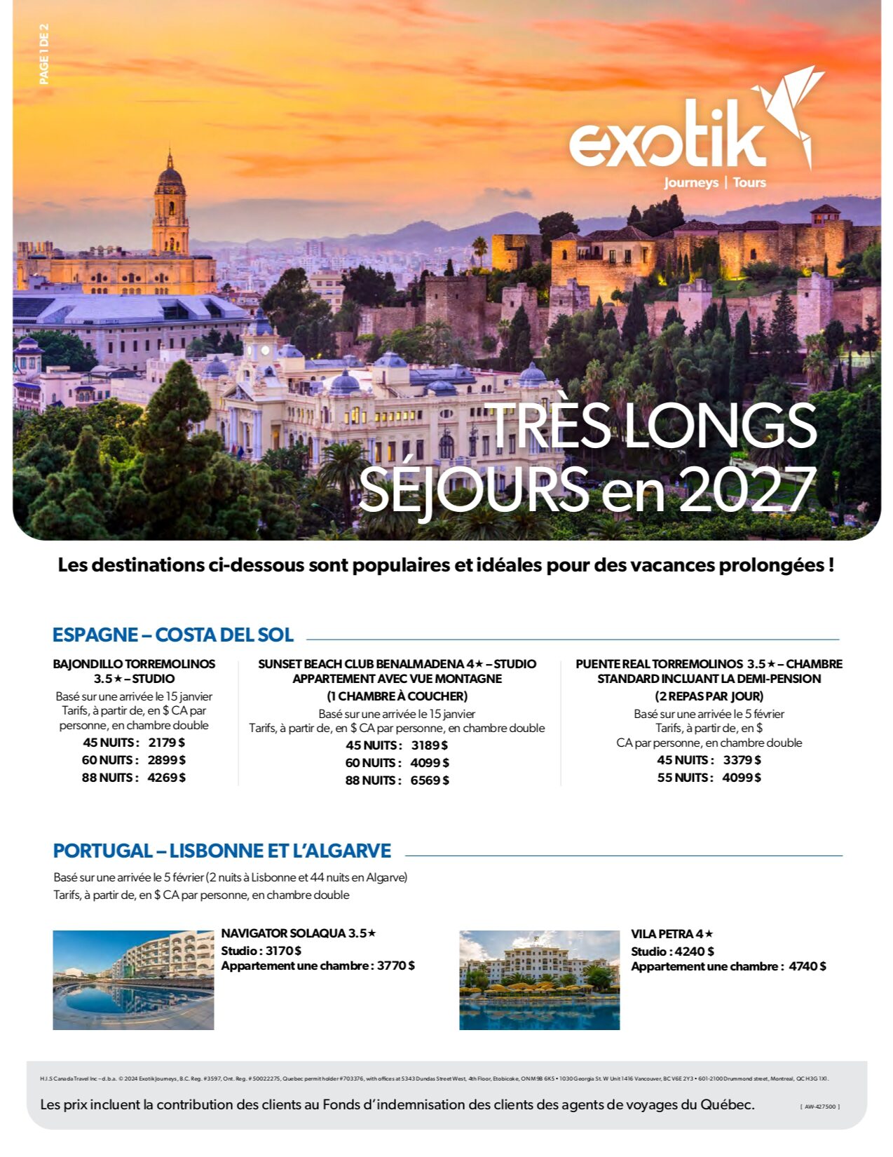 Tr&egrave;s longs s&eacute;jours avec Voyages Aquaterra