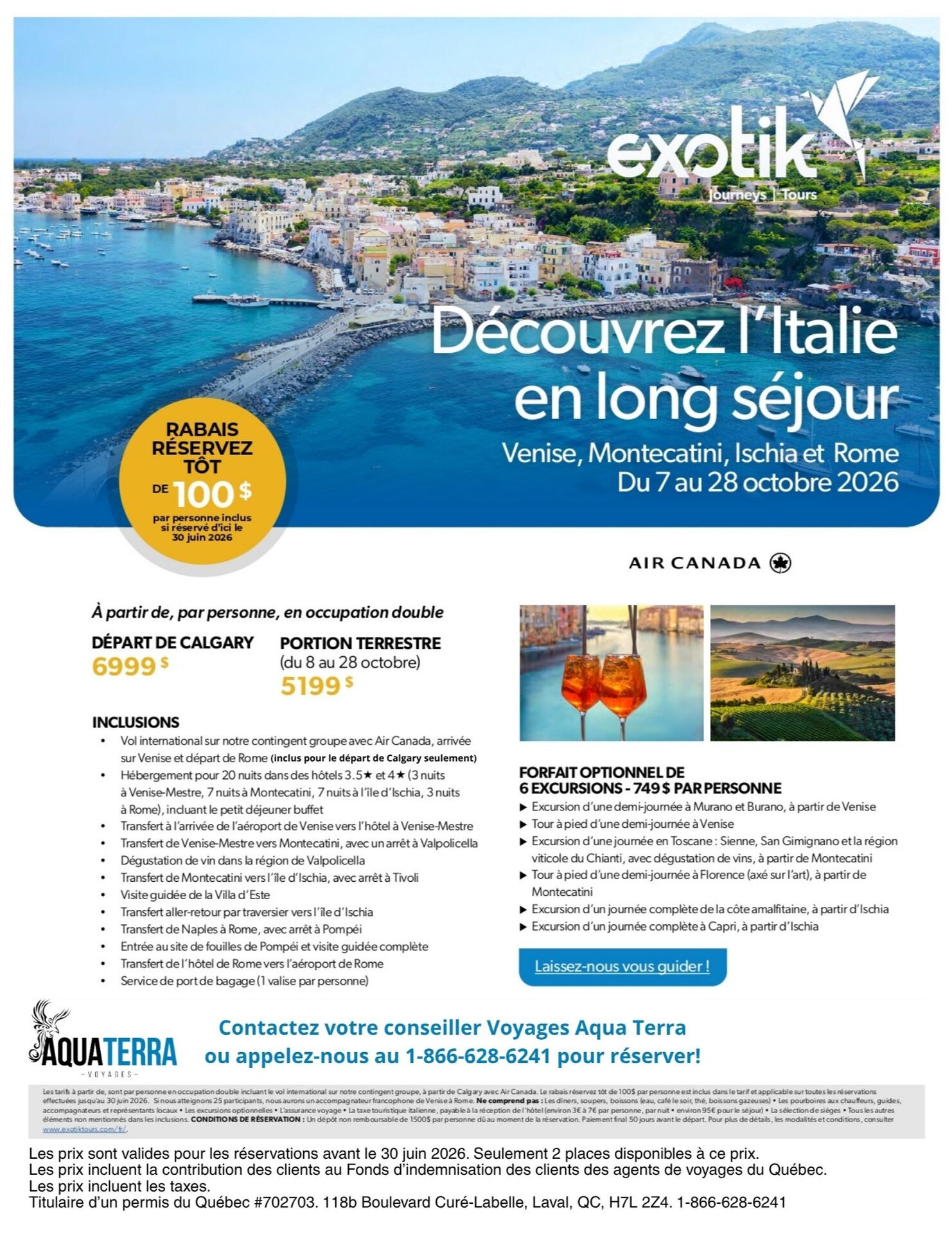Exotik Promotion Discover Italy with a long stay with Voyages Aqua Terra