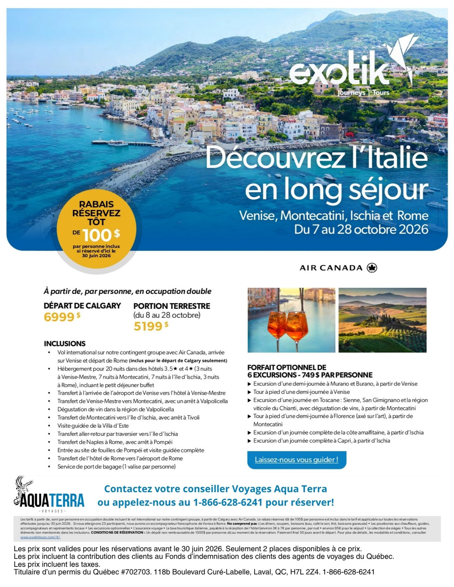 Promotion Exotik d&eacute;couvrez l'italie en long s&eacute;jour avec Voyages Aqua Terra