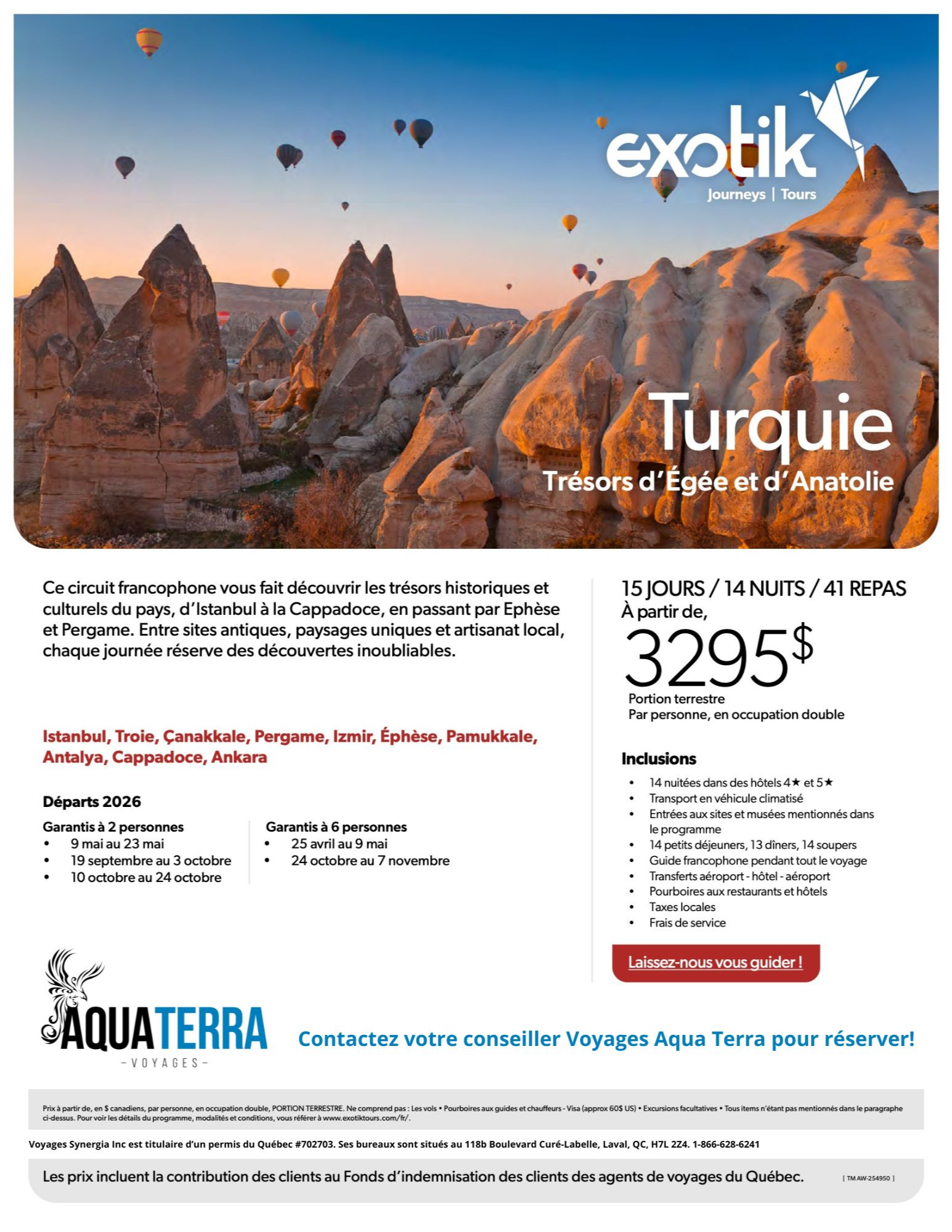 Exotik Tours Voyage en Turquie Trésors d'Égée et d'Anatolie avec Voyages Aqua Terra Exotik Tours Voyage en Turquie Trésors d'Égée et d'Anatolie avec Voyages Aqua Terra