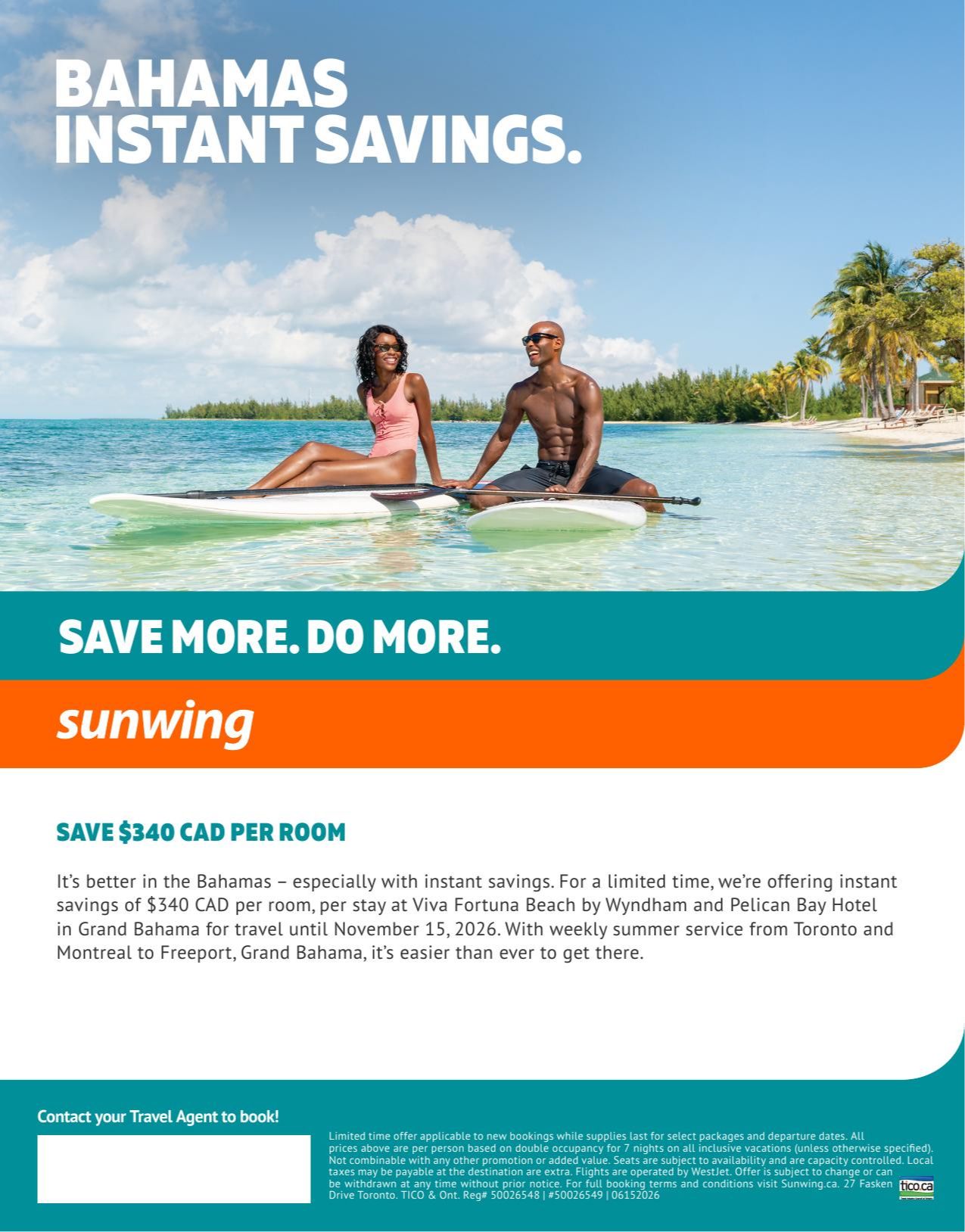 Sunwing Promotion Bahamas Instant Savings with Voyages AquaTerra Sunwing Promotion Bahamas Instant Savings with Voyages AquaTerra