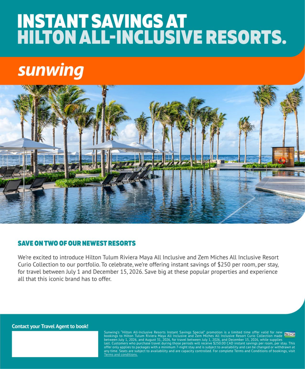 Sunwing Promotion Instant savings at Hilton All-Inclusuve Resorts with Voyages AquaTerra Sunwing Promotion Instant savings at Hilton All-Inclusuve Resorts with Voyages AquaTerra
