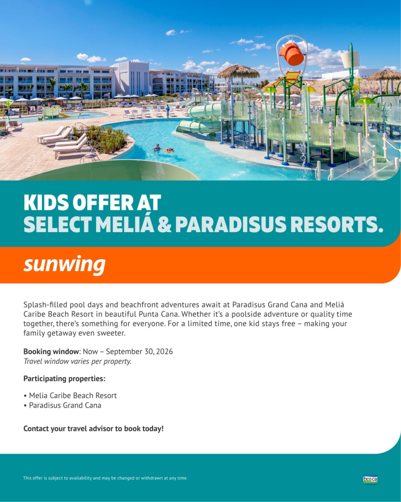 Sunwing Promotion Offer for Kids with Voyages Aquaterra Sunwing Promotion Offer for Kids with Voyages Aquaterra