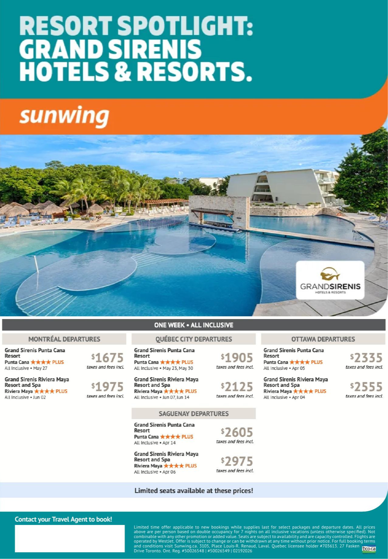 Sunwing vacation Resort Spotilight with AquaTerra Travels : Grand Sirenis