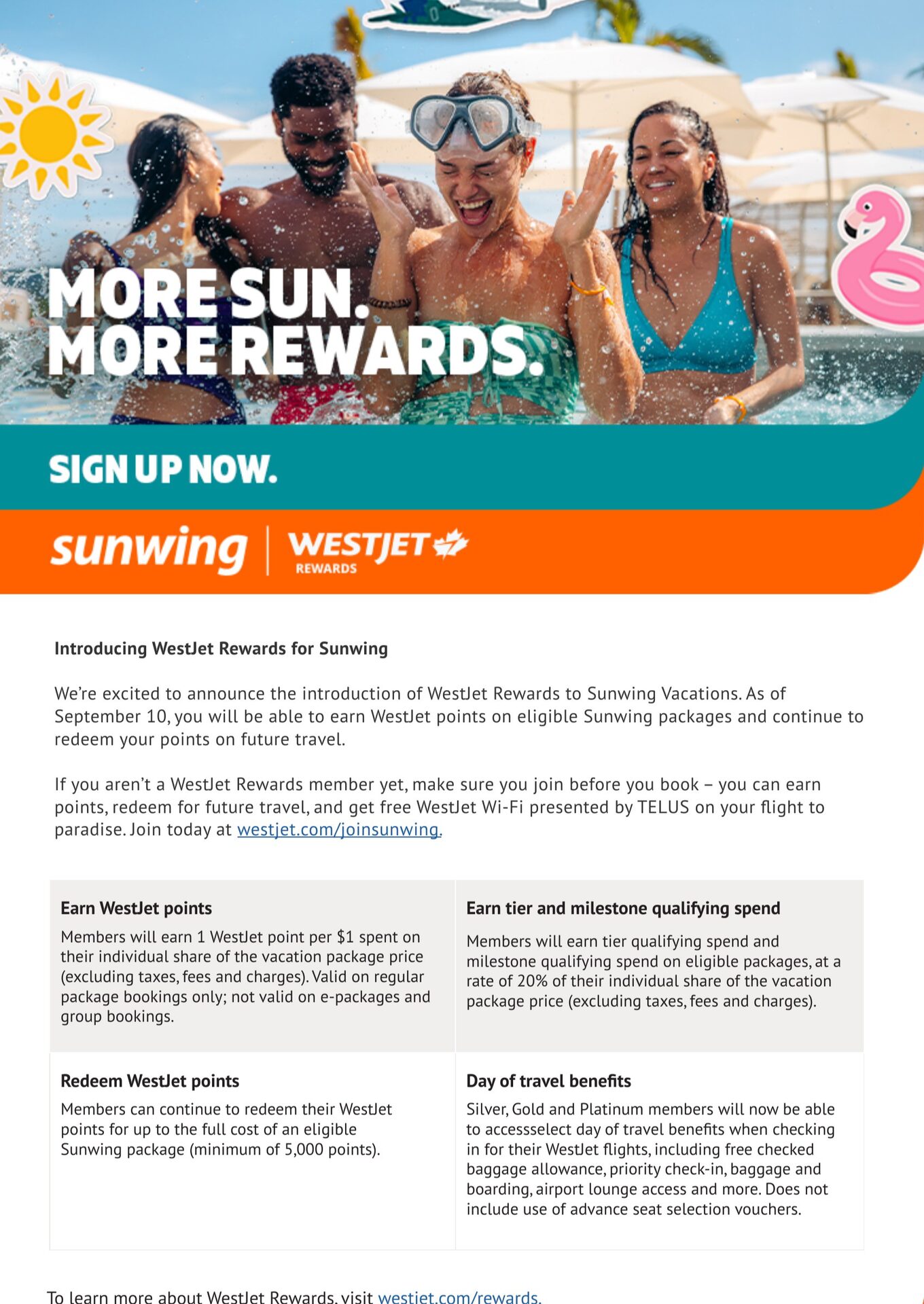 WestJet Rewards at Sunwing Vacations: earn and redeem WestJet dollars on eligible Sunwing packages, with Voyages AquaTerra WestJet Rewards at Sunwing Vacations: earn and redeem WestJet dollars on eligible Sunwing packages, with Voyages AquaTerra