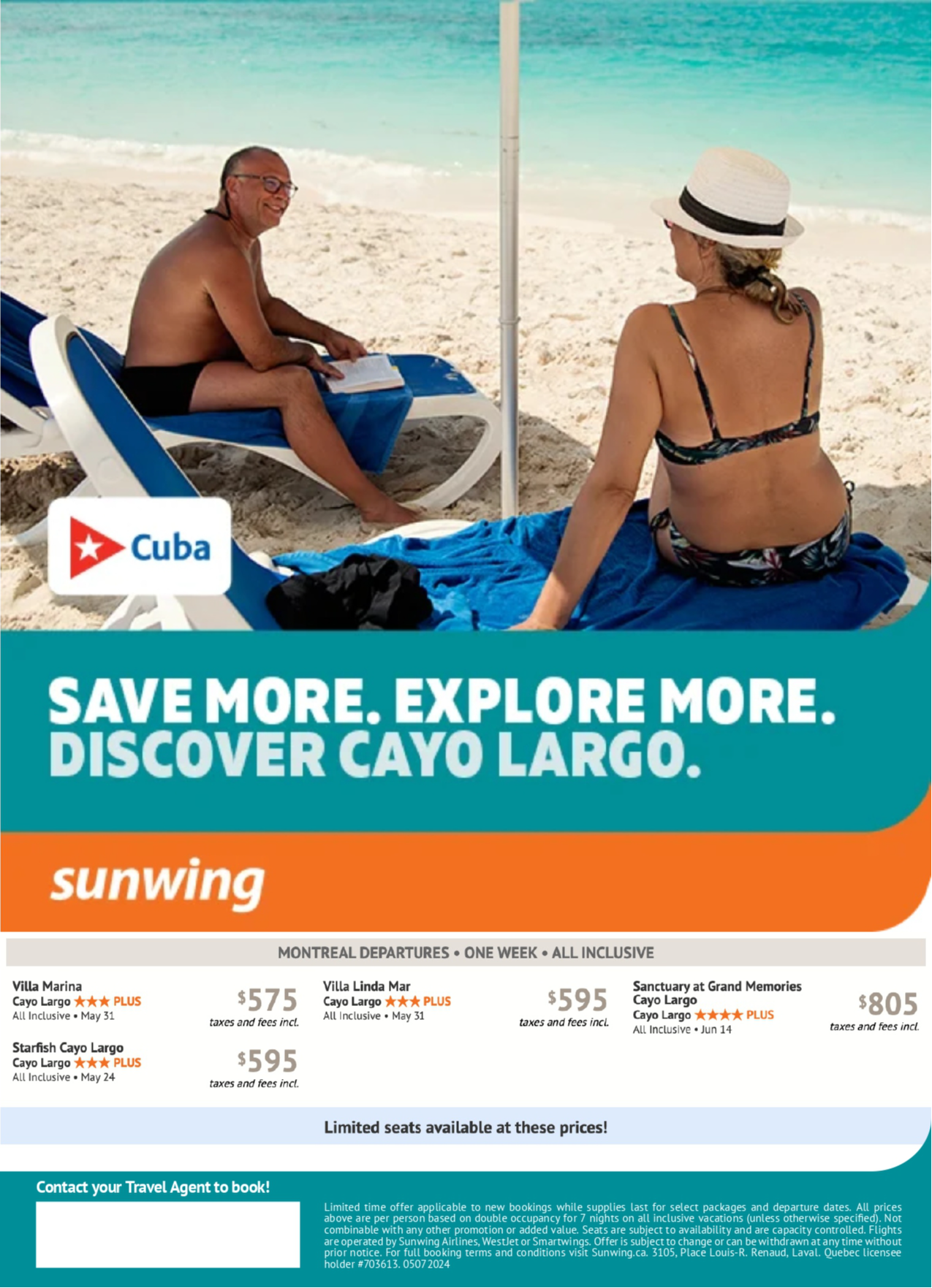 Promotions Sunwing Loves Cuba with Voyages Aqua Terra