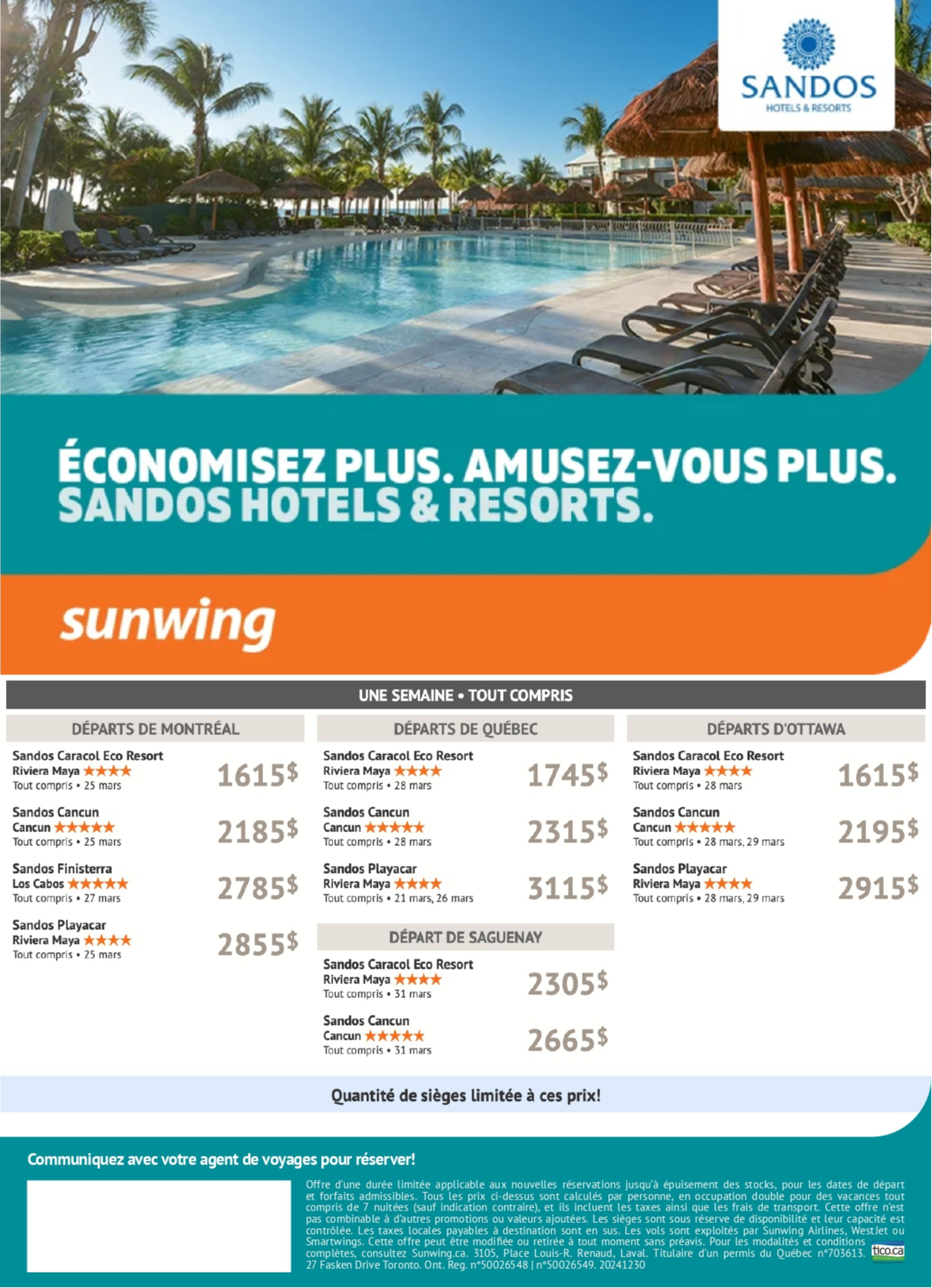 Promotions Sunwing Aime Cuba avec Voyages Aqua Terra