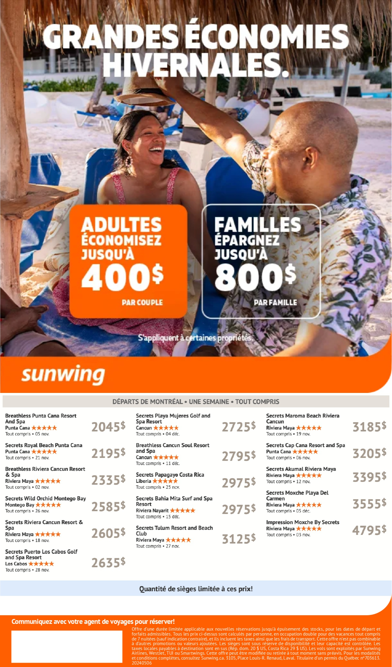 Promotions Sunwing Cancún Explorez Plus avec Voyages Aqua Terra