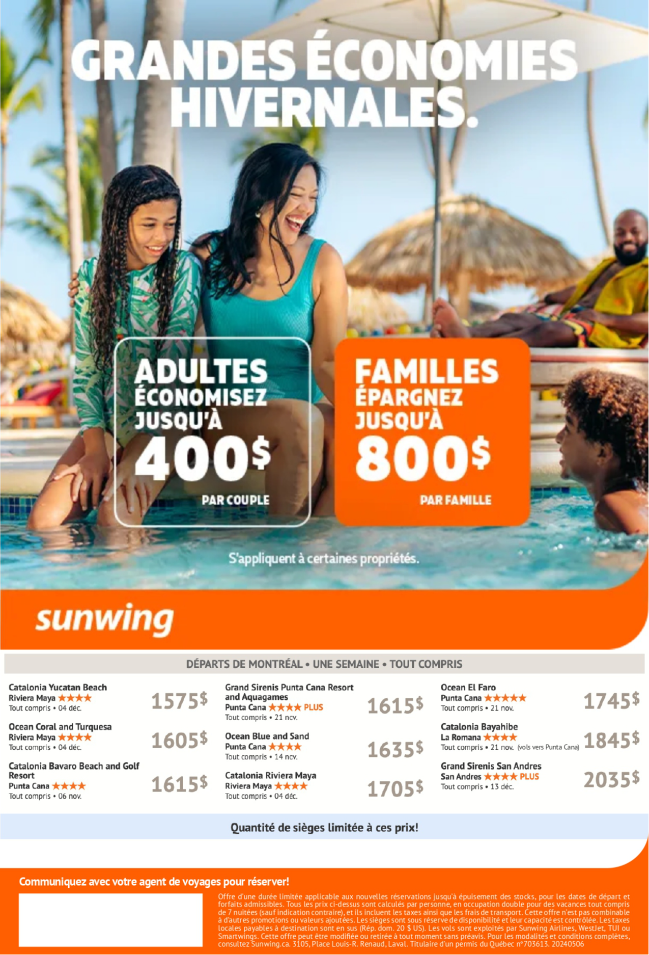 Promotions Sunwing Cancún Amusez-Vous Plus avec Voyages Aqua Terra